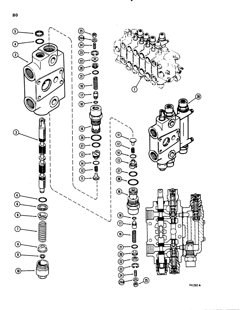 Схема запчастей Case 26C - (080) - G33115 BACKHOE CONTROL VALVE, SWING SECTION 