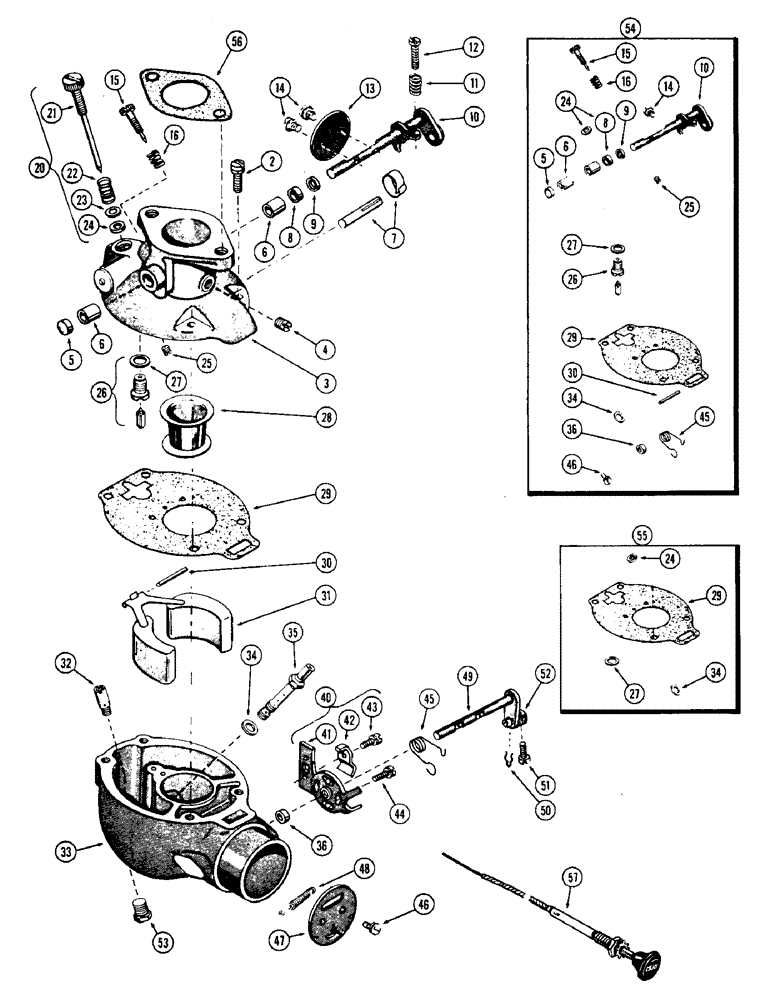 Схема запчастей Case W7 - (066) - A20813 CARBURETOR, (284) SPARK IGNITION ENGINE, USED W/DRY AIR CLEANER (03) - FUEL SYSTEM