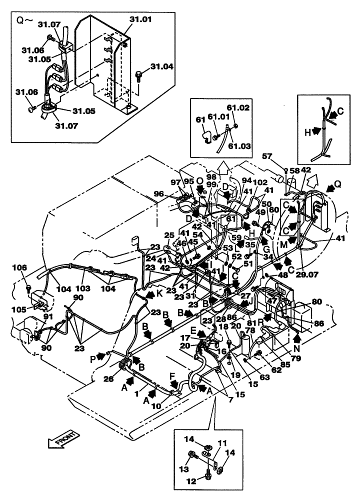 Схема запчастей Case CX350 - (04-009-00[02]) - ELECTRICAL CIRCUIT - UPPERSTRUCTURE CHASSIS (05) - STEERING