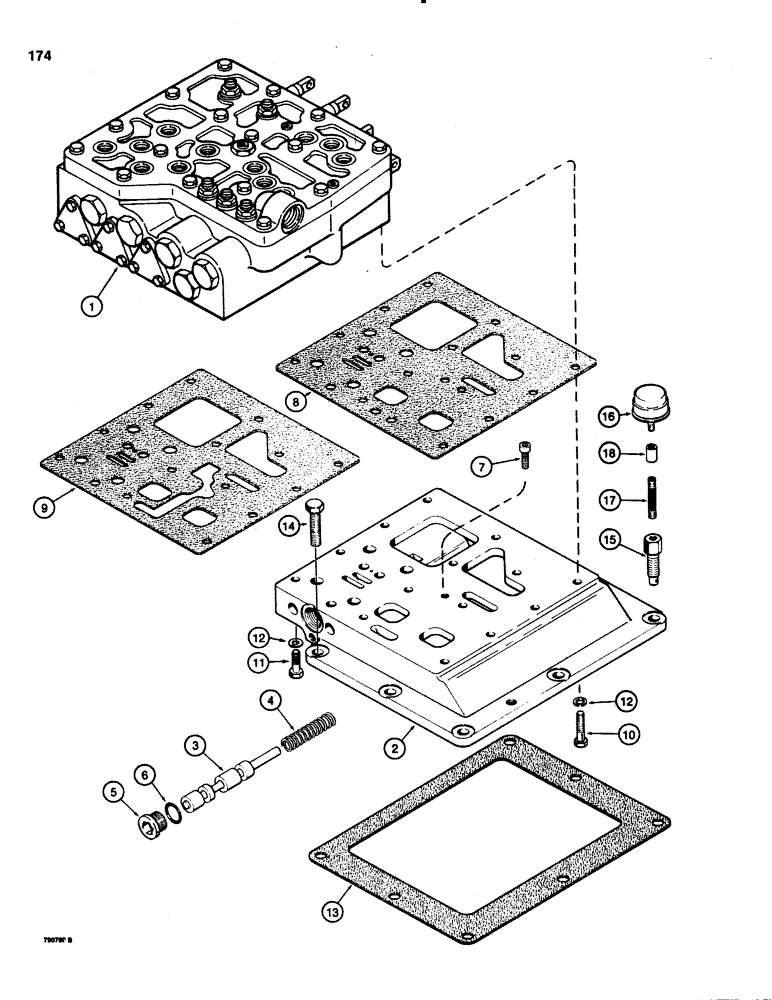 Схема запчастей Case 1150C - (174) - TRANSMISSION CONTROL VALVE AND BASE (06) - POWER TRAIN