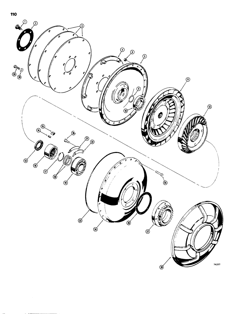 Схема запчастей Case W26B - (110) - TRANSMISSION, TORQUE CONVERTER, TRACTOR SN. 9116327 AND AFTER (06) - POWER TRAIN