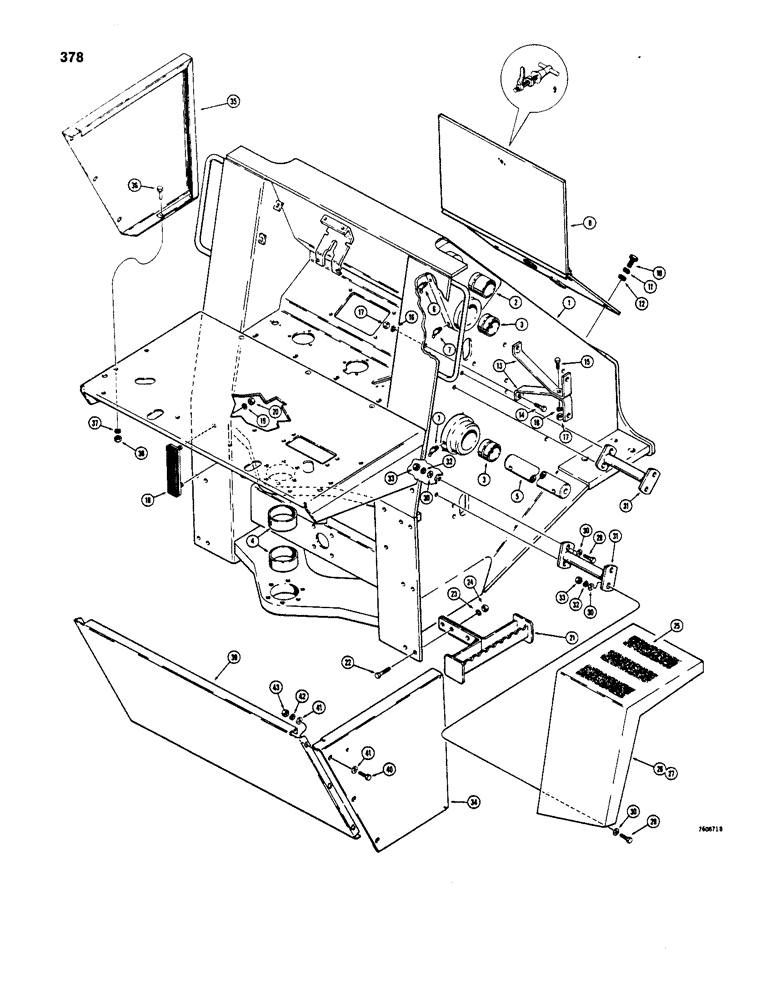 Схема запчастей Case W20 - (378) - FRONT FRAME AND FENDERS (09) - CHASSIS/ATTACHMENTS