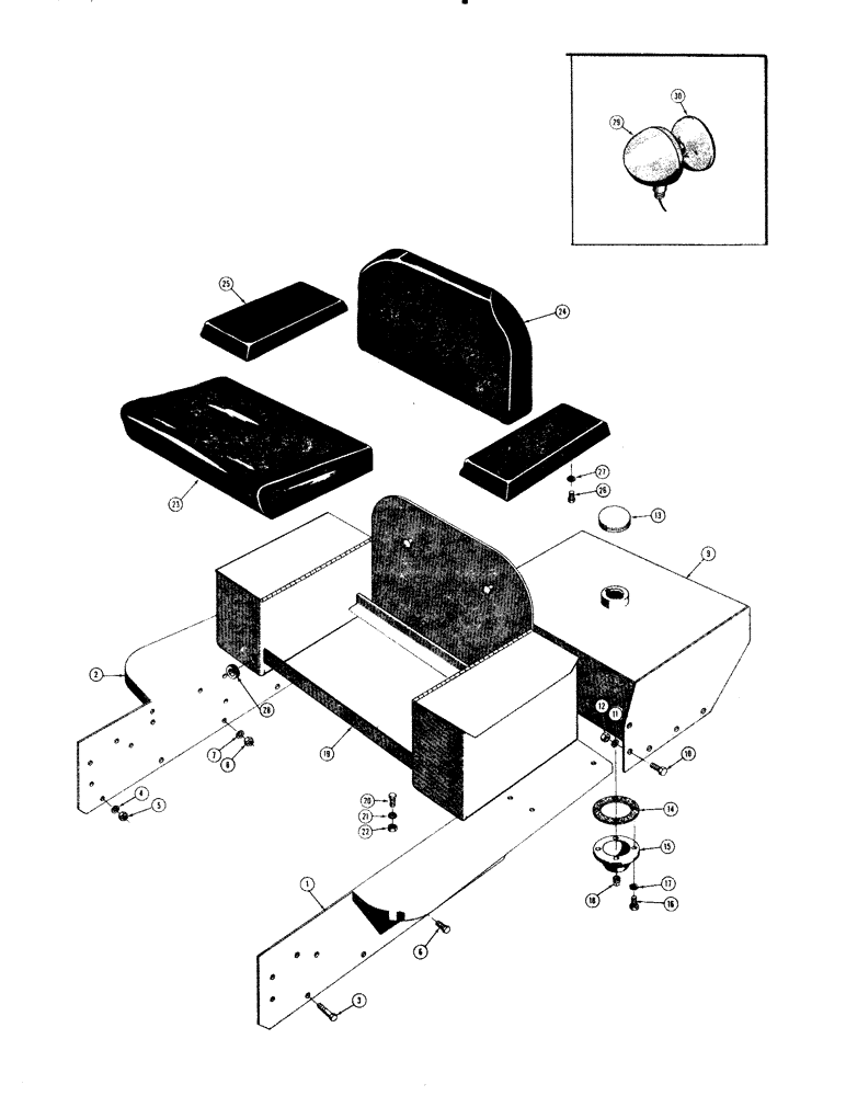 Схема запчастей Case 310 - (088) - FENDERS, FUEL TANK, SEAT, AND CUSHIONS (05) - UPPERSTRUCTURE CHASSIS