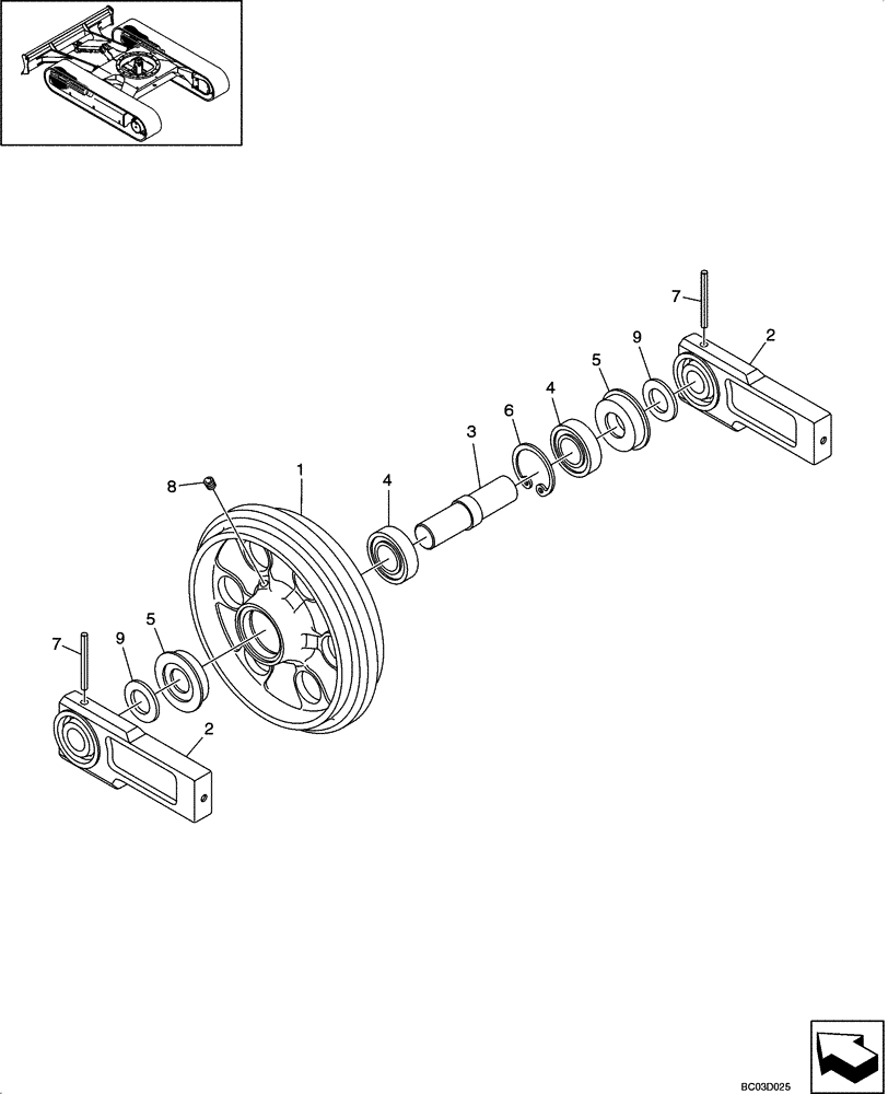 Схема запчастей Case CX36 - (05-08[00]) - TRACK - IDLER ASSY (11) - TRACKS/STEERING