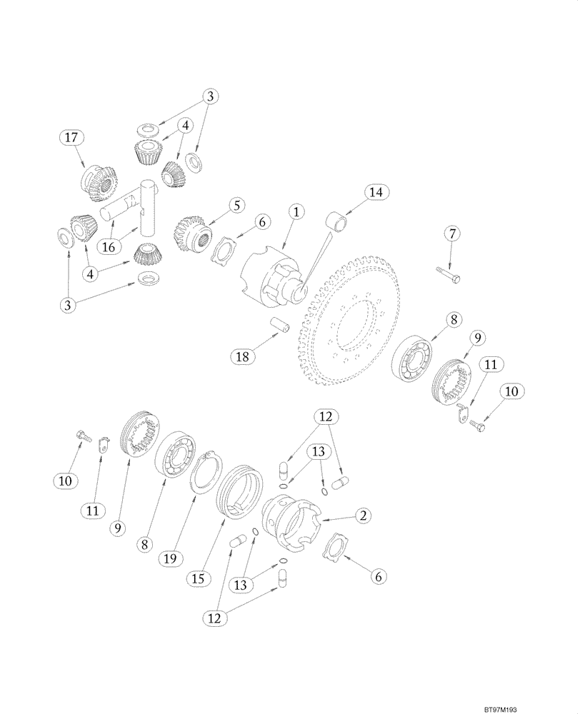 Схема запчастей Case 586G - (06-54) - AXLE, FRONT - DIFFERENTIAL (06) - POWER TRAIN