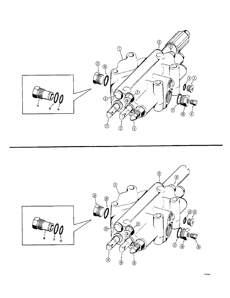 Схема запчастей Case 33 - (214) - LOADER CONTROL VALVES-2 SPOOL, D38573 LOADER CONTROL VALVE-2 SPOOL 