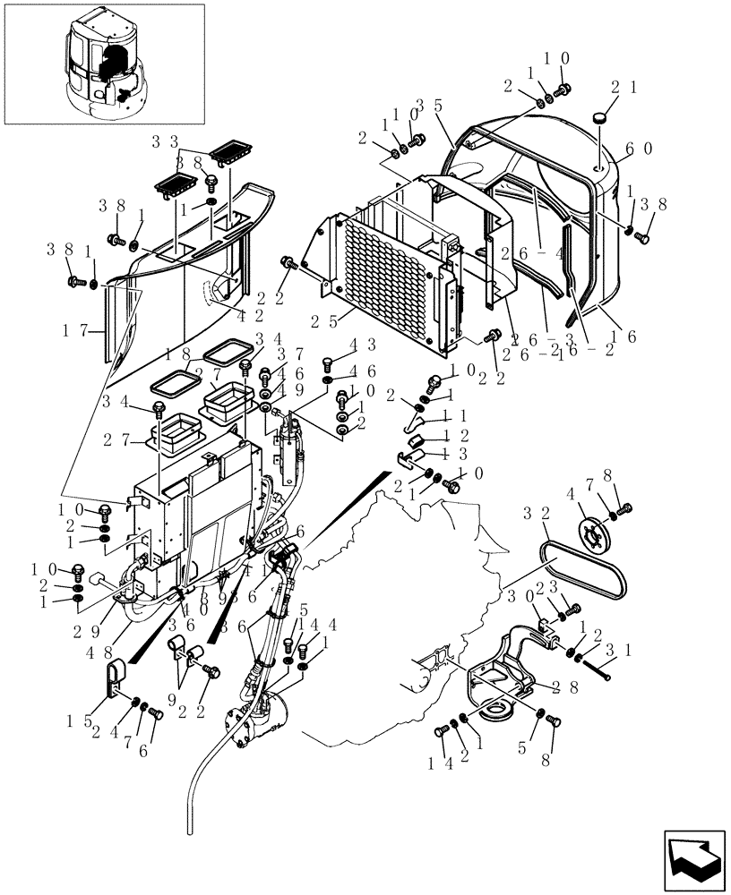 Схема запчастей Case CX31B - (5.0604[23]) - COOLER ASSY (HEATER&COOLER, CAB) - 747939020 (50) - CAB CLIMATE CONTROL