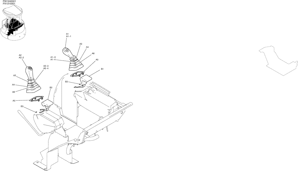 Схема запчастей Case CX36B - (01-026) - GRIP ASSY (90) - PLATFORM, CAB, BODYWORK AND DECALS