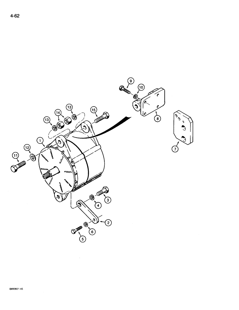 Схема запчастей Case 721 - (4-62) - 65 AMP ALTERNATOR AND MOUNTING PARTS (04) - ELECTRICAL SYSTEMS