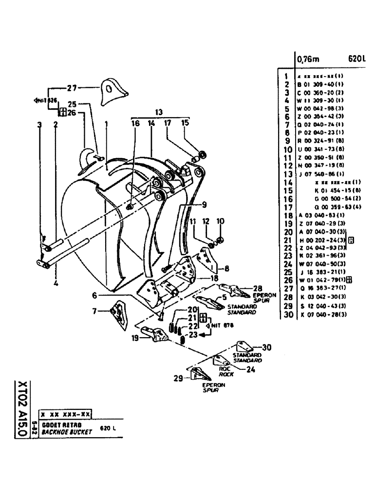 Схема запчастей Case 160CL - (333) - BACKHOE BUCKET (18) - ATTACHMENT ACCESSORIES