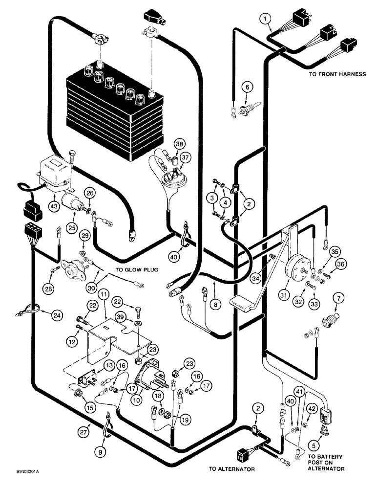 Схема запчастей Case 1825 - (4-19A) - REAR HARNESS, DIESEL MODELS, P.I.N. JAF0096778 AND AFTER (04) - ELECTRICAL SYSTEMS