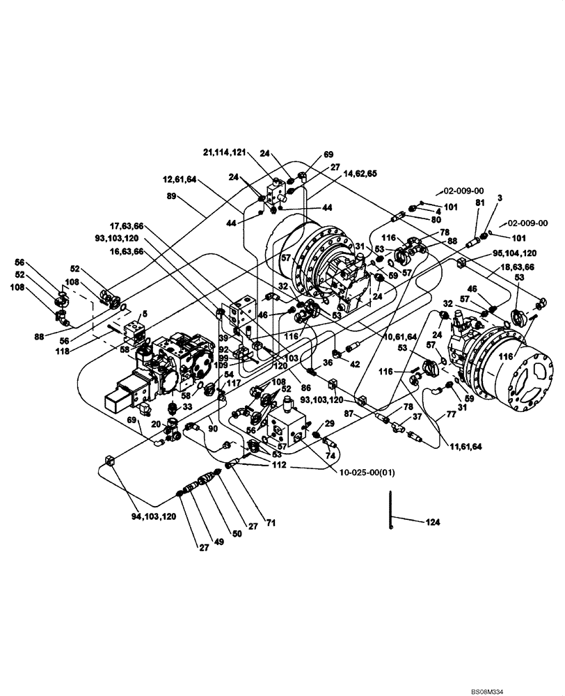 Схема запчастей Case SV216 - (35.353.02[02]) - HYDRAULIC SYSTEM OF TRAVEL, REAR (A) (P.I.N. DDD001215 AND AFTER) (GROUP 305) (ND142127) (35) - HYDRAULIC SYSTEMS