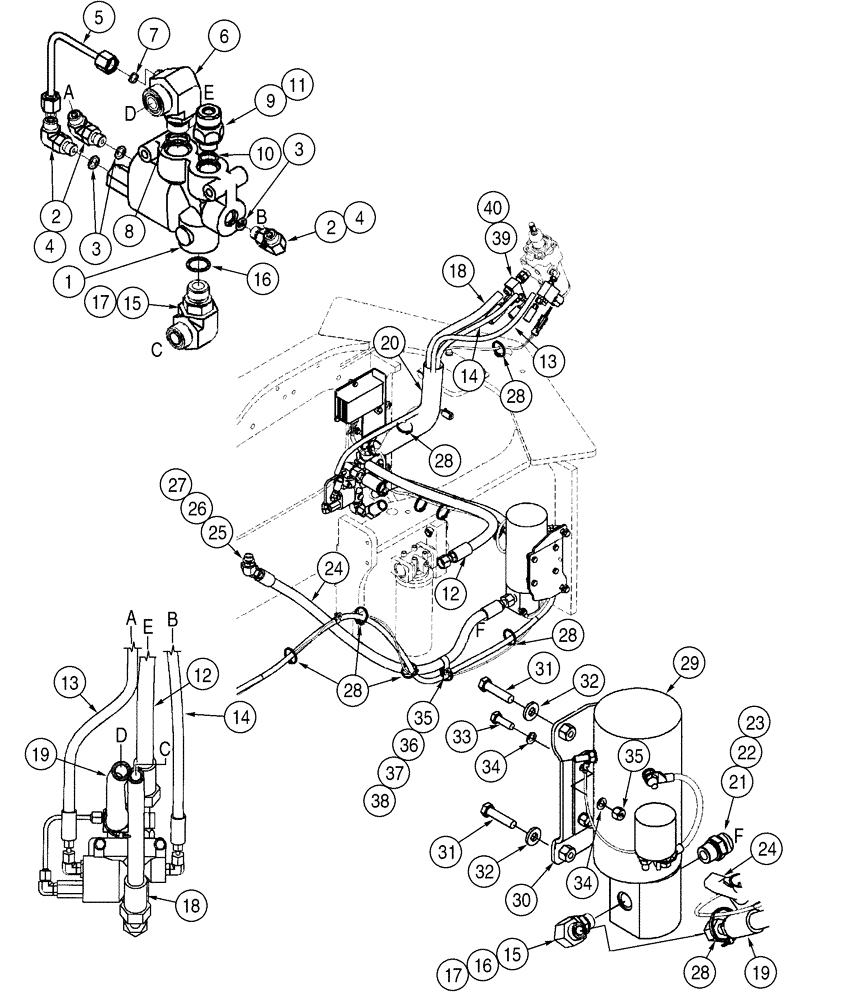 Схема запчастей Case 521D - (05-07) - HYDRAULICS STEERING, AUXILIARY (05) - STEERING