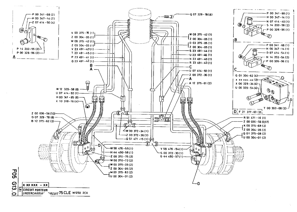 Схема запчастей Case 75C - (F05 G13.0) - UNDERCARRIAGE CIRCUIT - 75CLE M1250 2CX (07) - HYDRAULIC SYSTEM