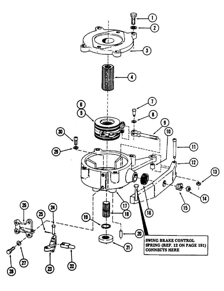 Схема запчастей Case 880B - (189A) - SWING BRAKE, * (USED ONLY ON REPLACEMENT SWING REDUCERS) (07) - HYDRAULIC SYSTEM