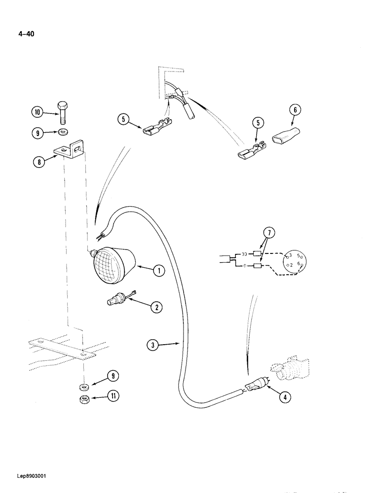 Схема запчастей Case 688 - (4-40) - BOOM CYLINDER LAMP (04) - ELECTRICAL SYSTEMS