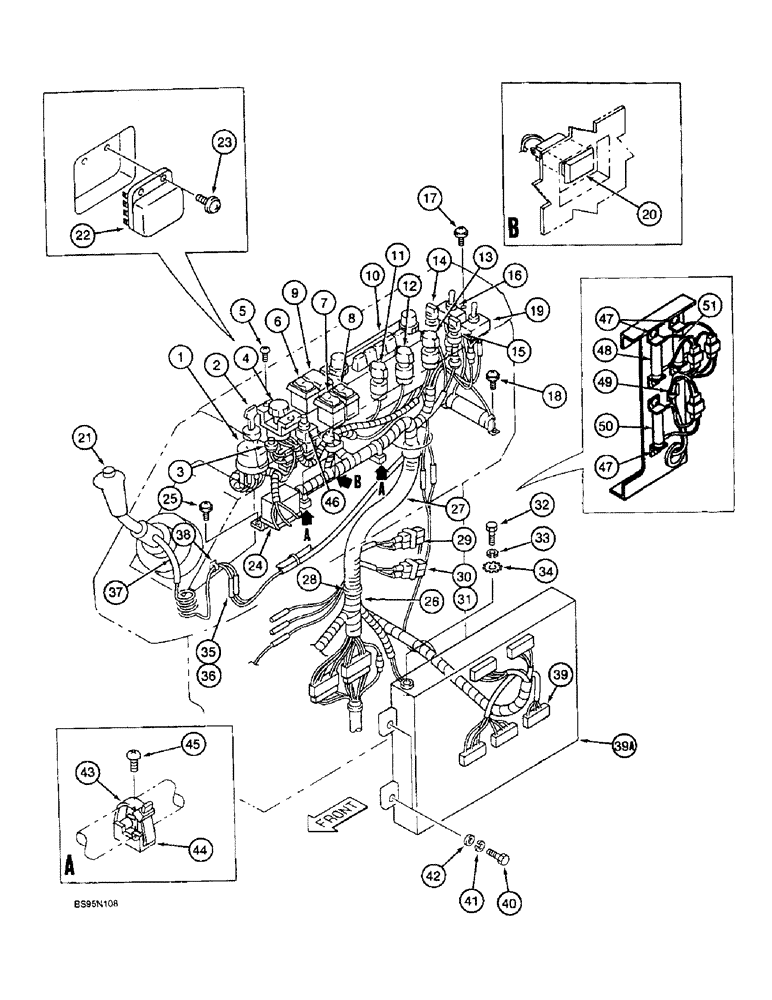 Схема запчастей Case 9010 - (4-14) - RIGHT-HAND CONSOLE AND HARNESS (04) - ELECTRICAL SYSTEMS