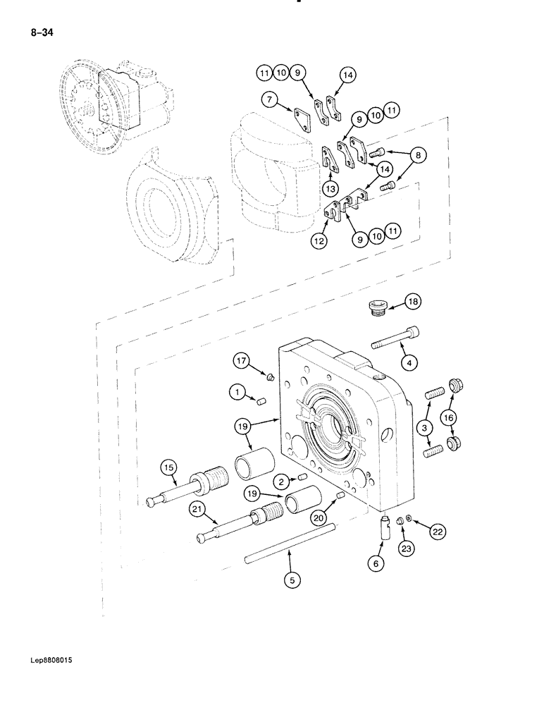 Схема запчастей Case 888 - (8-034) - HIGH PRESSURE HYDRAULIC PUMP (08) - HYDRAULICS