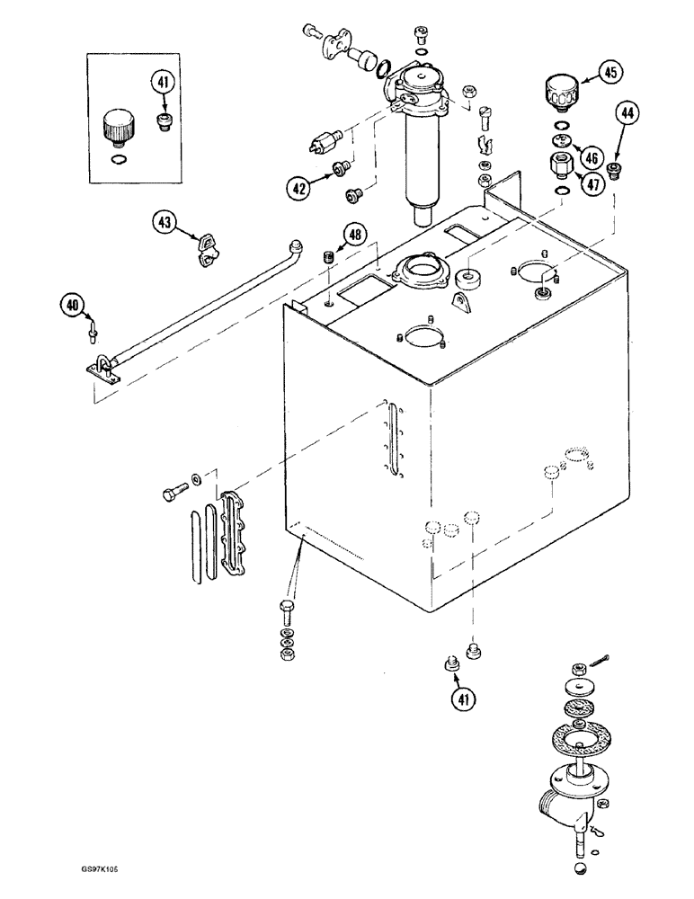 Схема запчастей Case 888 - (8A-04) - HYDRAULIC RESERVOIR (CONT) (08) - HYDRAULICS