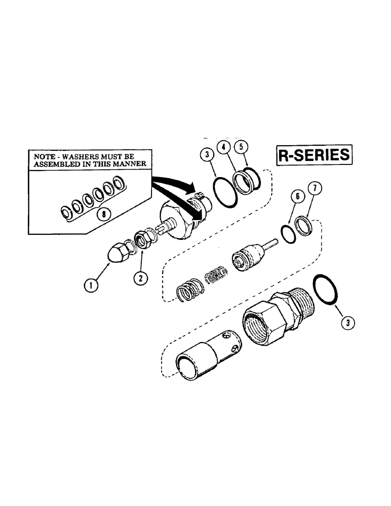 Схема запчастей Case 880 - (204[1]) - PORT RELIEF ("R" SERIES) (07) - HYDRAULIC SYSTEM