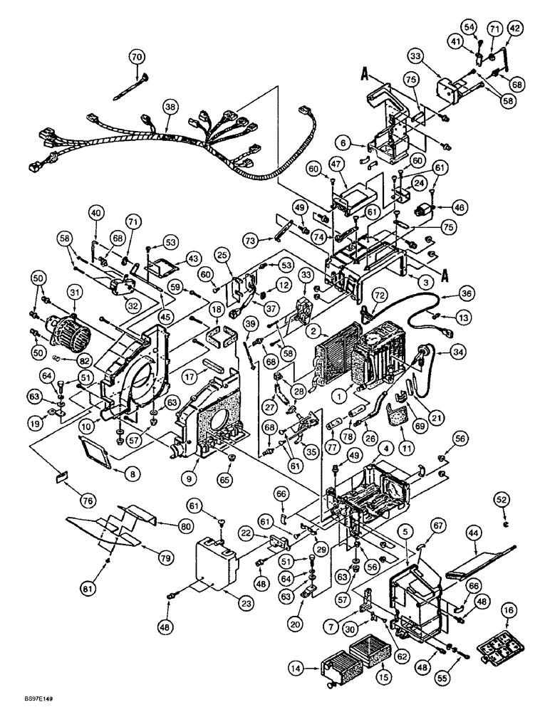 Схема запчастей Case 9030B - (9-085A) - AIR CONDITIONER ASSEMBLY AND MOUNTING, 162048A1, 163861A1, 164732A1 (09) - CHASSIS