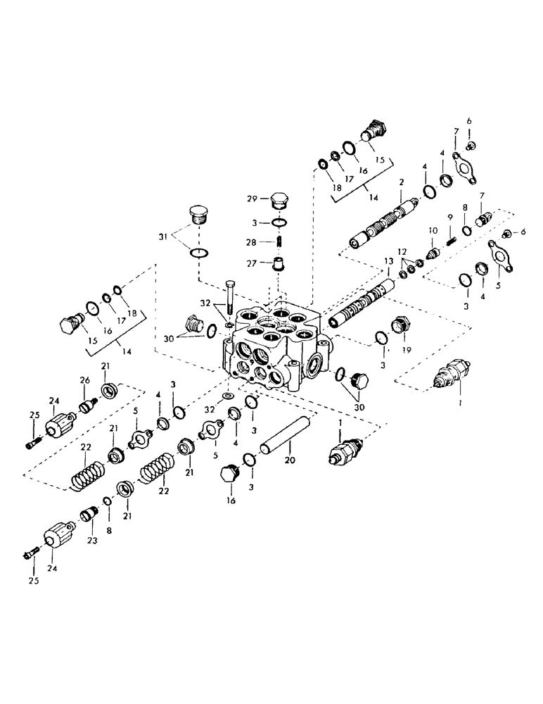 Схема запчастей Case 40EC - (H25I) - CONTROL VALVES - 2 SPOOL, * (USED ON UNITS WITH SERIAL (07) - HYDRAULIC SYSTEM