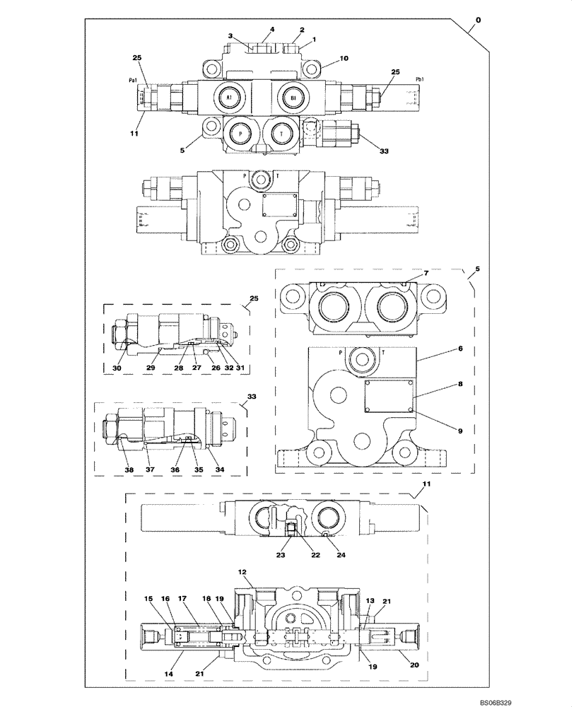 Схема запчастей Case CX700 - (08-255-00[01]) - CONTROL VALVE - SMALL FLOW (08) - HYDRAULICS