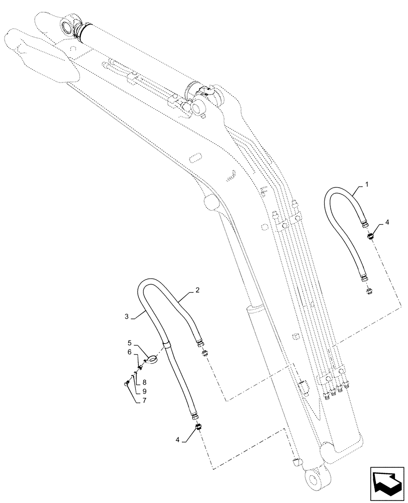 Схема запчастей Case CX36B - (03-008[01]) - HYD LINES, CYLINDER (BOOM) (35) - HYDRAULIC SYSTEMS