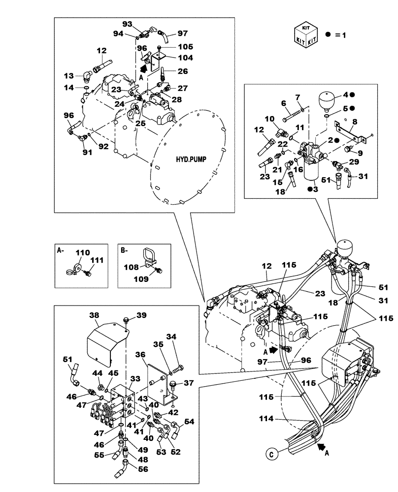 Схема запчастей Case CX470C - (08-038-00[01]) - HYDRAULIC CIRCUIT - PILOT - LEAK-OFF RETURN (07) - HYDRAULIC SYSTEM