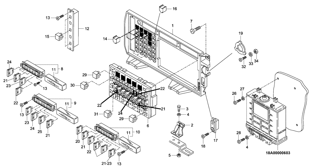 Схема запчастей Case 335 - (67A00011448[001]) - ELECTRICAL EQUIPMENT - FUSES (87551802) (13) - Electrical System / Decals