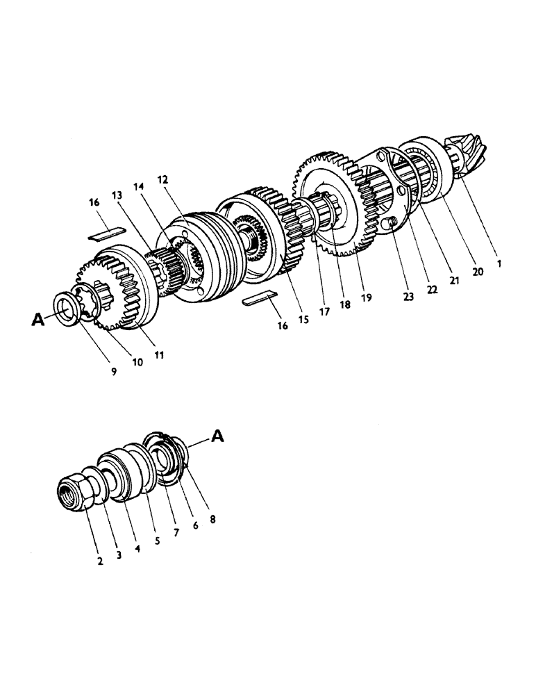 Схема запчастей Case 380CK - (034) - BEVEL PINION SHAFT 