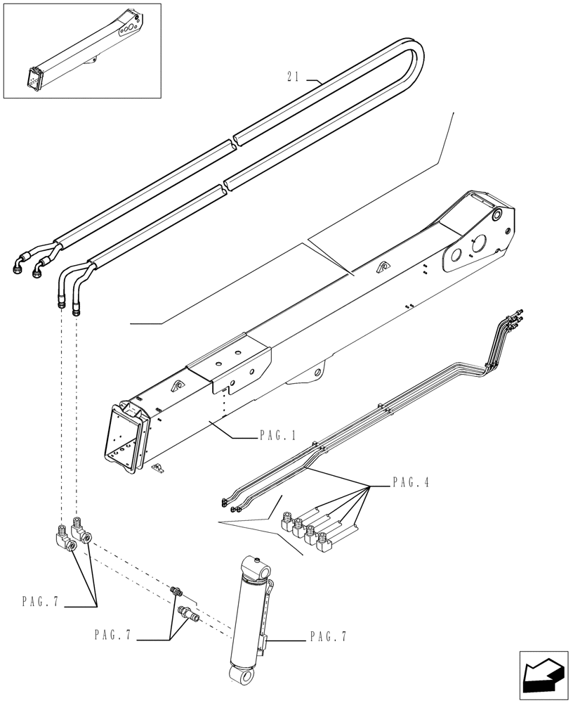 Схема запчастей Case TX842 - (9.80092A[05]) - ARM FOR 4 FUNCTIONS (42 FEET) - OPTIONAL CODE 749027351 (83) - TELESCOPIC SINGLE ARM