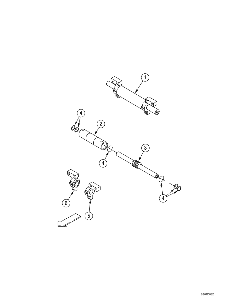 Схема запчастей Case 588G - (05-08) - AXLE, REAR (2WD) - CYLINDER, STEERING (05) - STEERING