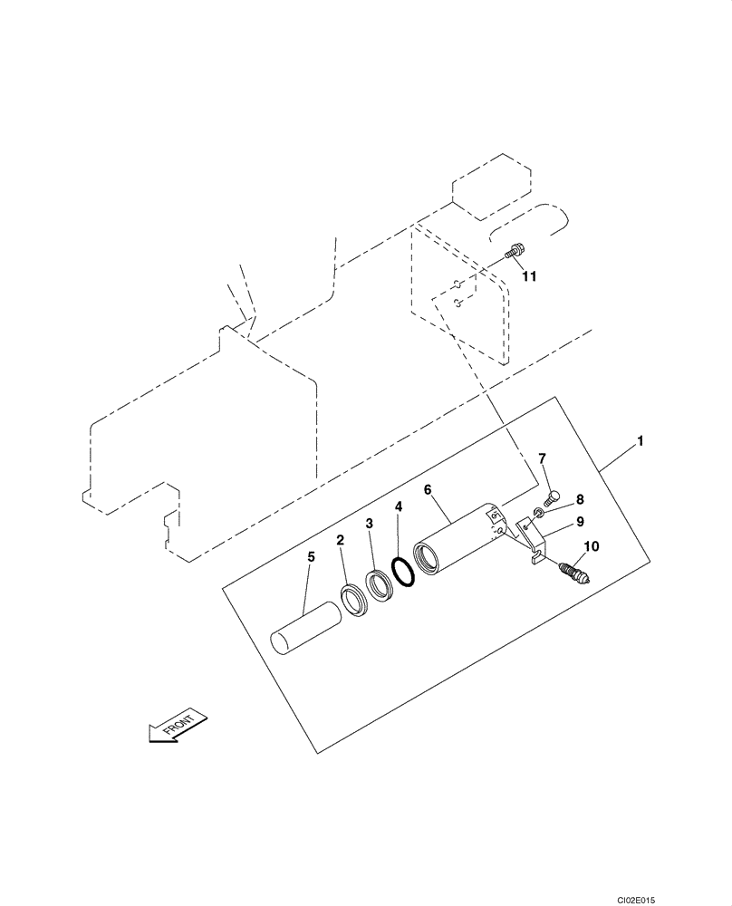 Схема запчастей Case CX135SR - (05-06) - CYLINDER ASSY - ADJUSTER (11) - TRACKS/STEERING