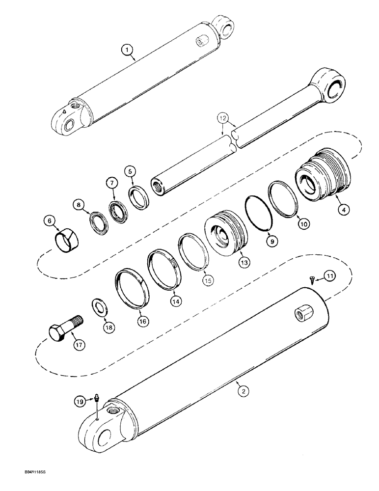 Схема запчастей Case 580L - (8-128) - BACKHOE STABILIZER CYLINDERS, 3/4 INCH CLOSED END PORT (08) - HYDRAULICS