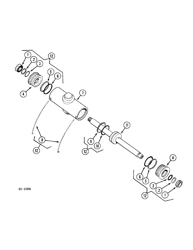 Схема запчастей Case 380B - (5-132) - POWER STEERING CYLINDER 549667R92 (05) - STEERING