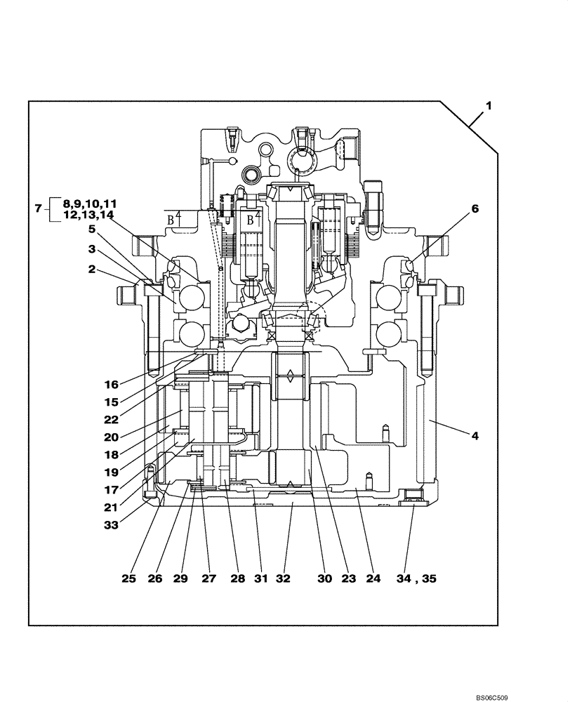 Схема запчастей Case CX350B - (06-04) - TRAVEL REDUCTION GEAR (06) - POWER TRAIN