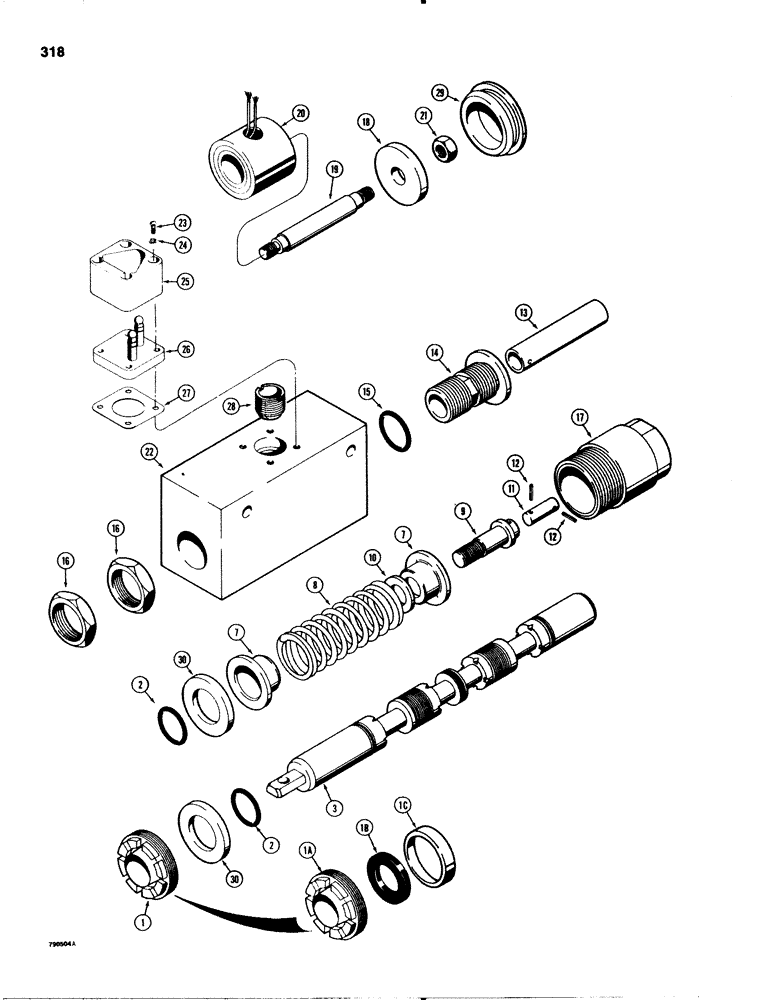 Схема запчастей Case 580C - (318) - PARKER LOADER CONTROL VALVE, LOADER BUCKET SPOOL W/SOLENOID CONNECTOR PLUG (08) - HYDRAULICS