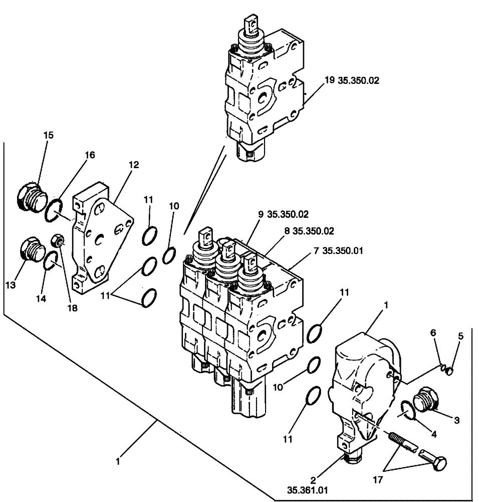 Схема запчастей Case 650L - (35.361.11) - VALVE, CONTROL (35) - HYDRAULIC SYSTEMS