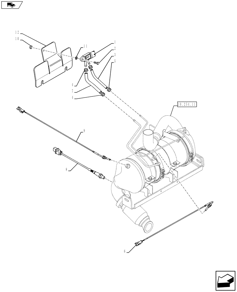 Схема запчастей Case 580SN WT - (55.014.01) - MUFFLER - SENSOR (55) - ELECTRICAL SYSTEMS