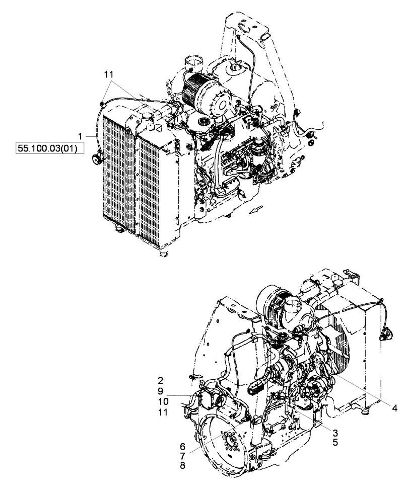 Схема запчастей Case 650L - (55.100.03[02]) - HARNESS, ELECTRICAL ENGINE - INSTALLATION (55) - ELECTRICAL SYSTEMS