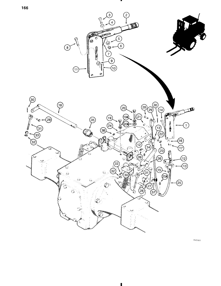 Схема запчастей Case 585C - (166) - PARKING BRAKE (33) - BRAKES & CONTROLS