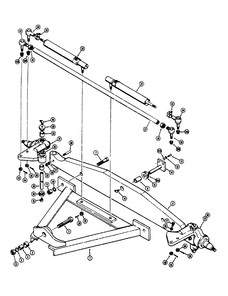 Схема запчастей Case 680CK - (086) - FRONT AXLE, SPINDLES AND TIE RODS (25) - FRONT AXLE SYSTEM