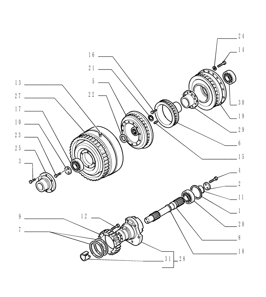 Схема запчастей Case 1850K - (1.200[04]) - TORQUE CONVERTER - COMPONENTS Hydrostatic Transmission