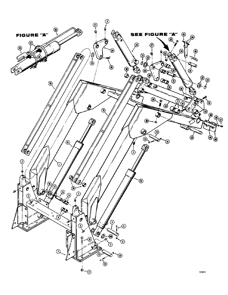 Схема запчастей Case 1700-SERIES - (145A) - LOADER LIFT FRAME AND RELATED PARTS, USED SERIAL NO. 9818251 AND AFTER (82) - FRONT LOADER & BUCKET