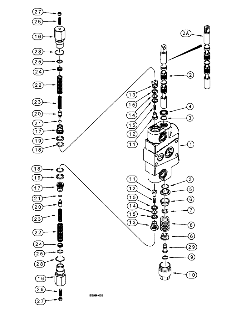 Схема запчастей Case 570LXT - (8-112) - BACKHOE CONTROL VALVE, OPTIONS, AUXILIARY HYDRAULICS SECTION (08) - HYDRAULICS