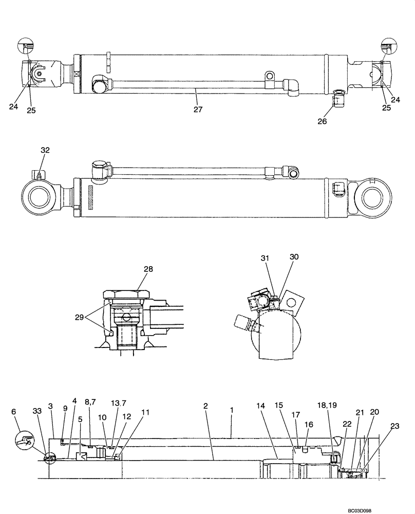 Схема запчастей Case CX36 - (08-85[00]) - CYLINDER, SWING (08) - HYDRAULICS