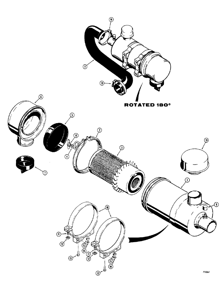 Схема запчастей Case 1500-SERIES - (014) - AIR CLEANER - STANDARD TYPE * (10) - ENGINE