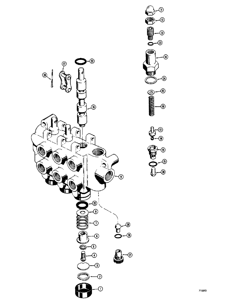 Схема запчастей Case 1500-SERIES - (084) - BUCKET CYLINDER AND AUXILIARY VALVE - THREE SPOOL, WITHOUT HIGH PRESSURE CARRYOVER (35) - HYDRAULIC SYSTEMS