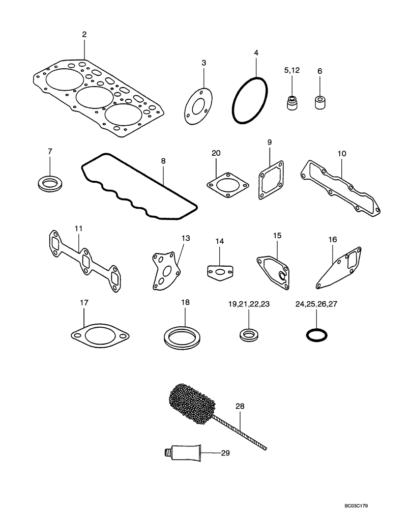 Схема запчастей Case CX36 - (02-21[00]) - GASKET KIT (02) - ENGINE